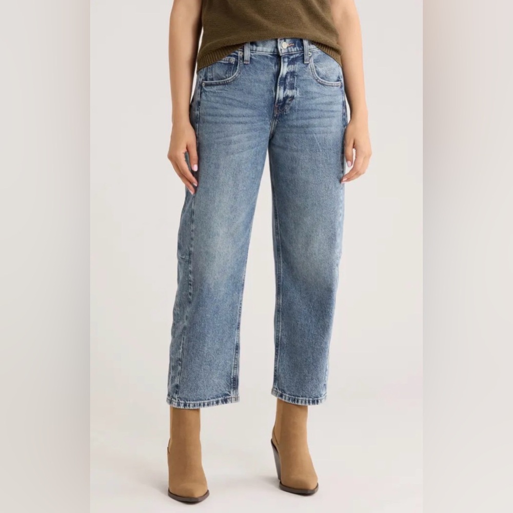 Lucky Brand Avondale Blue Denim Barrel Leg Jeans Ankle Casual Spring Size 14